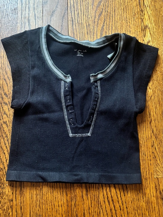 Urban Outfitters Tops - Urban Outfitters Black Ribbed Tank Top with Gray Trim